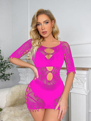 Short sleeve off shoulder hollow out cut out mini dress