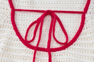 U neck backless knitted self tie cami maxi dress