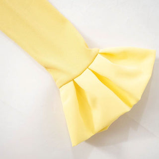 High neck long flared sleeve ruched ribbed solid top