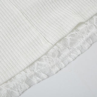 Off shoulder long sleeve lace patchwork top