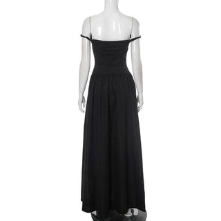 Off shoulder solid backless maxi dress