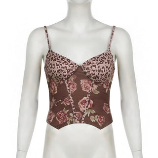 Flower print backless cami top