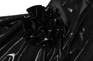 PU leather slit flower applique cami midi dress