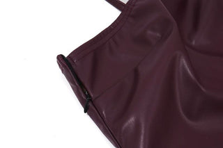 Halter PU leather mini dress