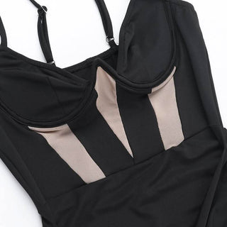 Ruched mesh backless cami mini dress