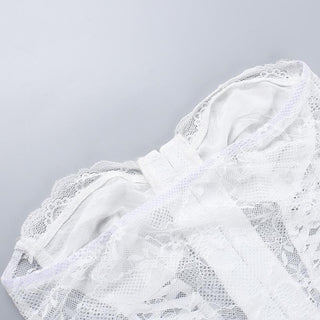 Lace up bustier button tube top