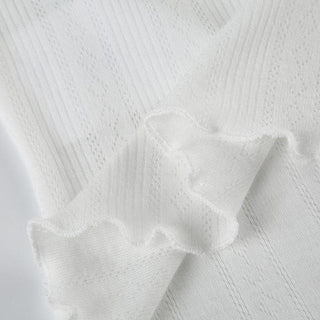 Long sleeve u neck button textured top