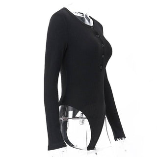 Crewneck long sleeve button solid bodysuit