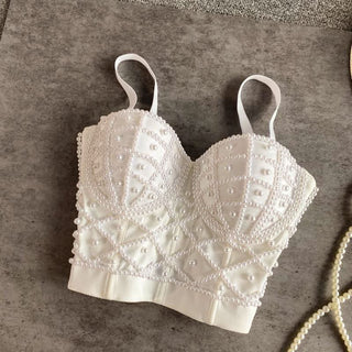 Button beaded v neck backless cami top