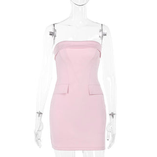 Pink corset backless tube mini dress