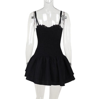 Sweetheart neck rose embroidery bowknot cami mini dress