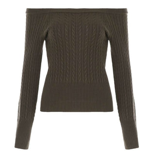 Long sleeve off shoulder solid sweater top