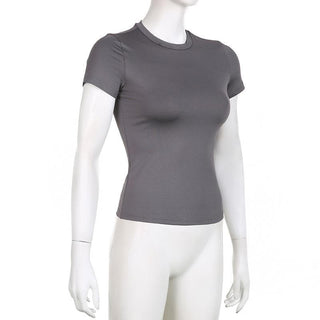 Short sleeve crewneck solid top