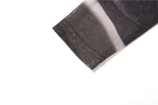 Long sleeve crewneck mesh backless crop top