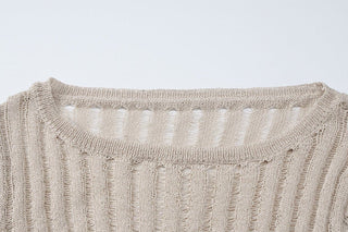 Long sleeve u neck knitted solid top