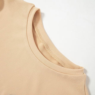 Short sleeve crewneck solid ribbed pant set