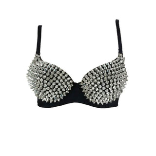 V neck rivet applique backless contrast cami top