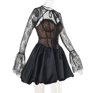 Sweetheart neck corset shrug 2 piece cami mini dress