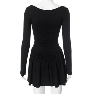 Ruched v neck long sleeve solid mini dress
