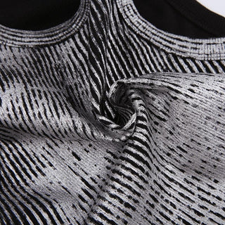 Textured contrast sleeveless crewneck patchwork crop top