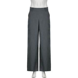Zip-up wide leg medium rise pant