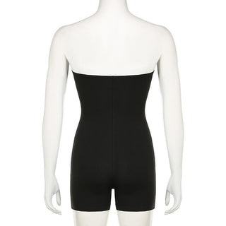 Dragon print backless tube romper