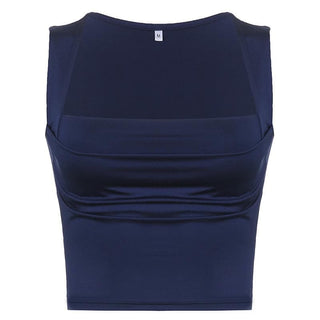 Square neck solid ruched sleeveless crop top