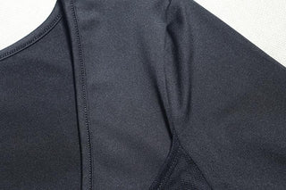 Long sleeve drawstring ruched patchwork jumpsuit