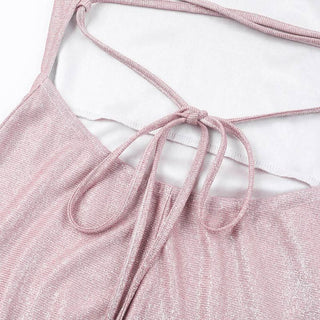 Cross back self tie square neck cami mini dress