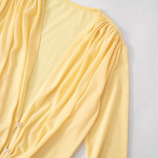 Long sleeve v neck button maxi dress