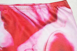 Long sleeve off shoulder hollow out print cut out mini dress