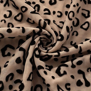 Long sleeve leopard print button sheer mesh bodysuit