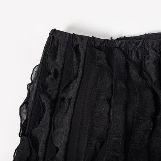 Textured self tie solid backless ruffle maxi skirt set