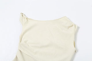 Off shoulder irregular solid zip-up top