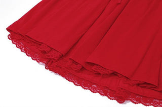 Lace hem drawstring ruched lace up cami mini dress