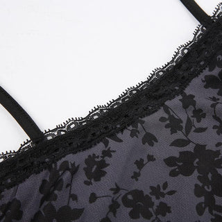 Lace hem mesh ruffle backless cami midi dress