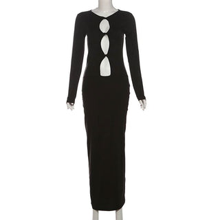 Long sleeve hollow out cut out maxi dress