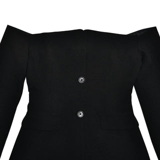 Long sleeve off shoulder button pocket mini dress