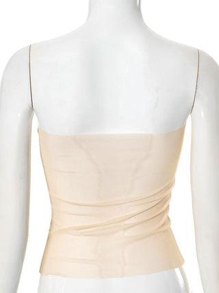 Sheer mesh abstract print backless tube top