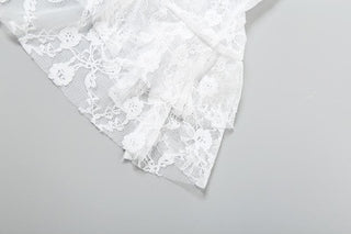 Lace patchwork letter pattern crop top
