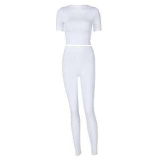 Short sleeve crewneck solid pant set