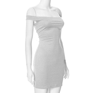 Off shoulder solid backless mini dress