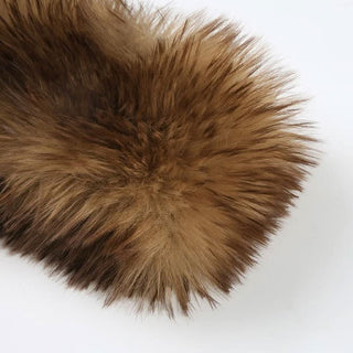 Metal chain fluffy brown decor belt