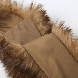 Metal chain fluffy brown decor belt