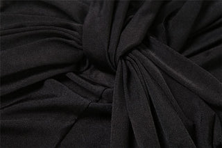 Knotted slit solid long sleeve ruched maxi dress