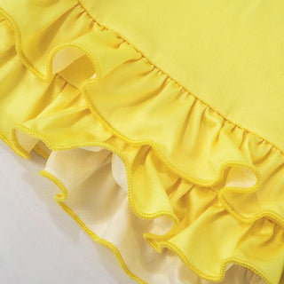 Halter knotted "71" print ruffle tube mini skirt set