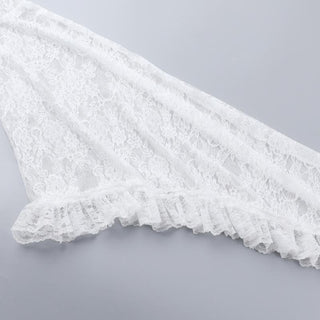 Long flared sleeve lace buckle shrug top