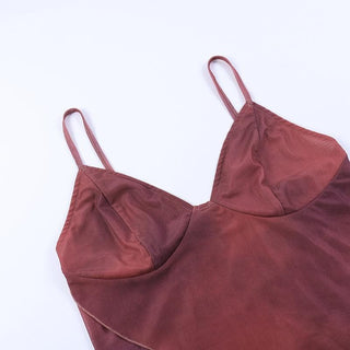Ruffle v neck sheer mesh cross front print see through crop top