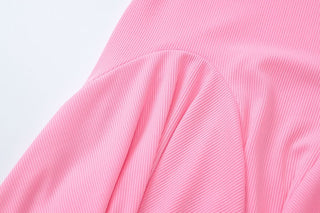 Turnover collar long sleeve solid mini dress