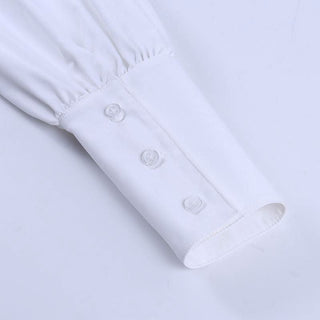 Long sleeve button turnover collar pocket solid top